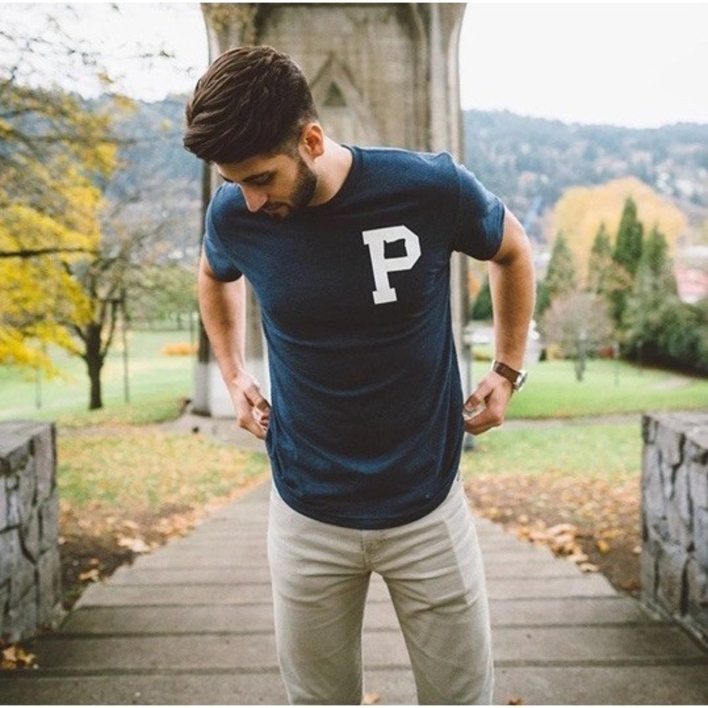 Portland Gear Soft-Blend "P" Classic Tee Men's‎ Size 2XL Blue Oregon